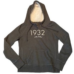 Gilly Hicks Fleece Fur Pullover Button Hoodie Y2K 2000s